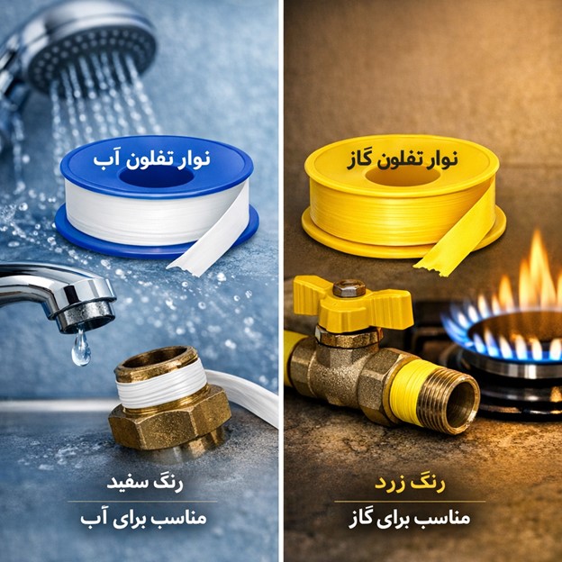 تفاوت نوار تفلون آب و گاز
